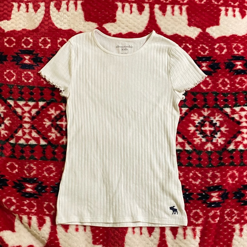 Girls Abercrombie & Fitch White Ribbed Shirt